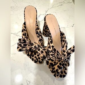 Loeffler Randall Penny Knotted Leopard Slide Sandals size us 8 women's